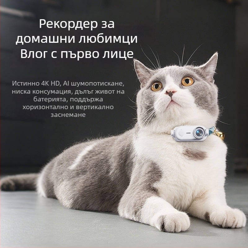 Go9 4K камера за домашни любимци със стабилизация, камера монтирана на врата с гледка от първо лице, 20 MP сензор, 2 часа батерия