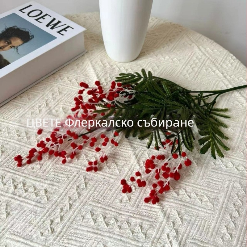 Акация изкуствено цвете от коприна, флокирано за сватби и домашен декор