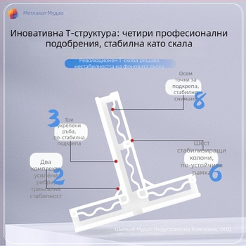 Mudao Пластмасова ъглова вертикална Т-образна закопчалка за фонова плоча за снимане, аксесоар с регулируема база за скоба, 4,6–6 мм
