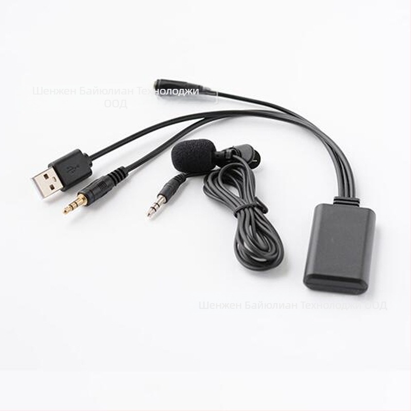 Bluetooth автомобилен хендсфри приемник — ABS корпус, 12V вход, 23 cm кабел, монтаж зад CD-плейъра, съвместим с Bluetooth 5.0