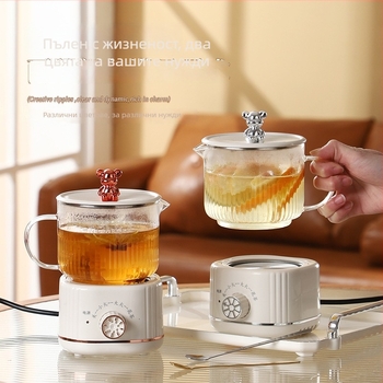 Умен чайник за здравословен чай с база, модел QY-YS360, вместимост до 1 л, стъклен корпус от боросиликатно стъкло, 220 V, 300–350 W