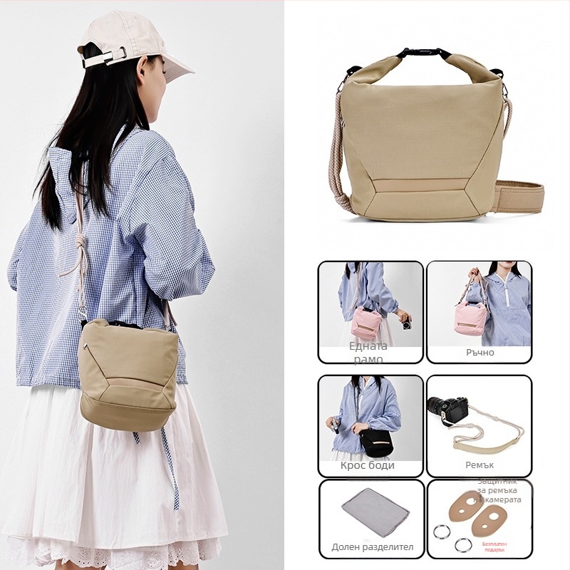 Чанта за камера през кръст за Fujifilm mirrorless и Canon – лека найлонова защитна чанта с полиестерна подплата