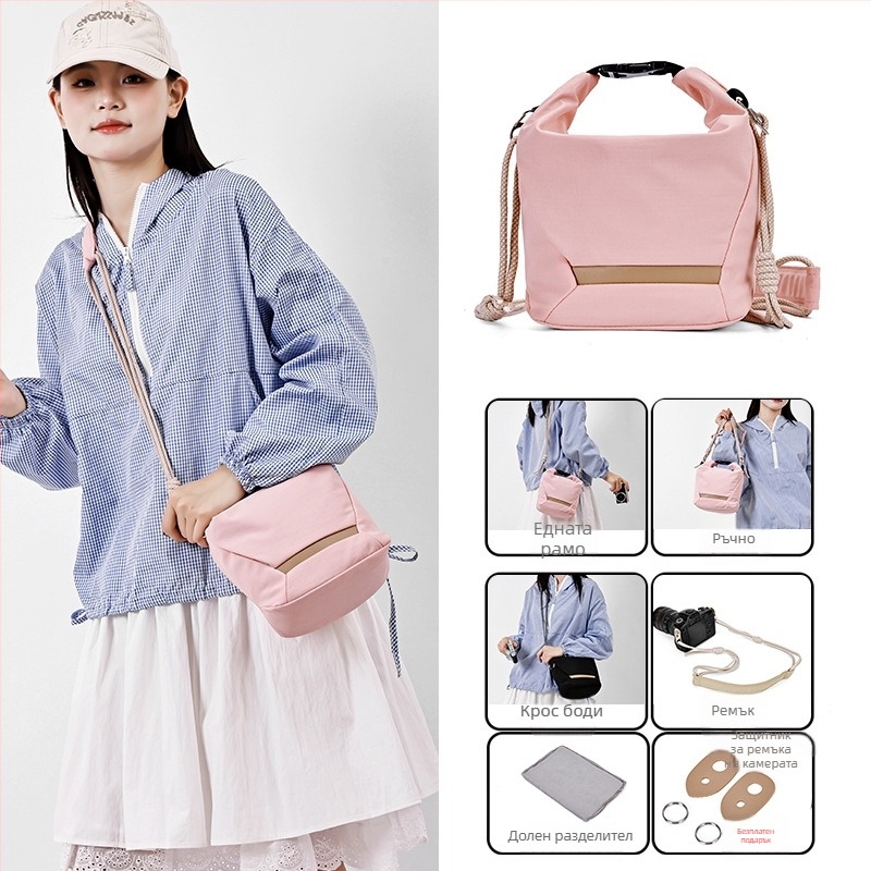 Чанта за камера през кръст за Fujifilm mirrorless и Canon – лека найлонова защитна чанта с полиестерна подплата