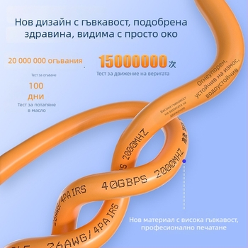 Индустриален Cat8 мрежов кабел за Profinet, двойно екраниран, drag-chain съвместим, 40 Гбит/с
