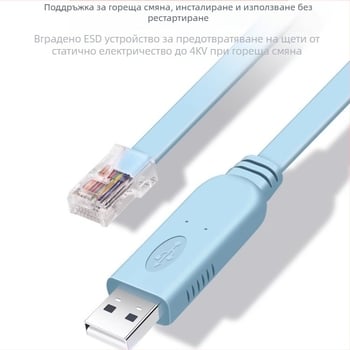 FTDI USB-C към RJ-45 RS232 конзолен лаптоп кабел с FTDI чип