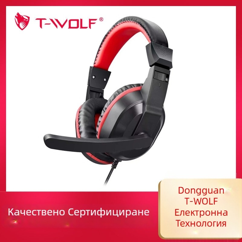 T-WOLF H140 проводен гейминг хедсет с микрофон, 3,5 мм щепсел, 290 г