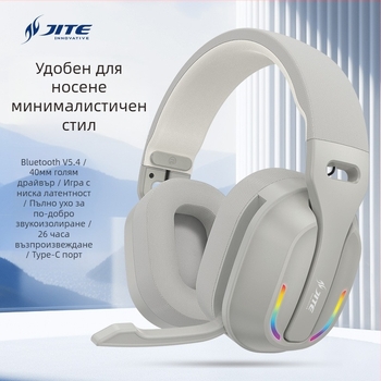 Безжични RGB геймърски слушалки с микрофон, 400 mAh батерия, 26 ч работа, USB-C зареждане