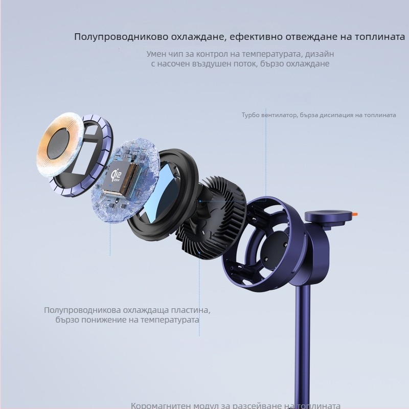 Qi2.2 4-в-1 безжично зарядно, сгъваема LED нощна лампа и държач за телефон, 3A изход, до 15W, магнитно зареждане