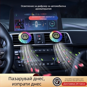 Вътрешно автомобилноAtmosferно осветление с RGB, ароматерапия, гласово управление на музикален ритъм, USB захранваща спирална лампа