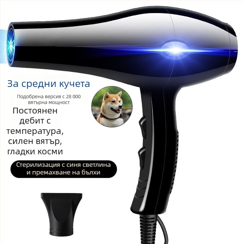 Сешоар за домашни любимци с висока мощност на въздушния поток за кучета и котки (Модел 1, 2000W+, ≤36V, Универсален)