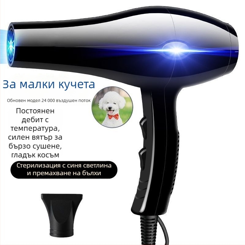 Сешоар за домашни любимци с висока мощност на въздушния поток за кучета и котки (Модел 1, 2000W+, ≤36V, Универсален)