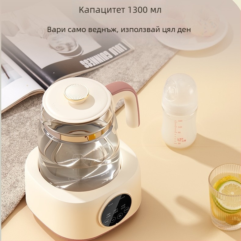 Здравословна тенджера-пот с стъклен корпус, капацитет 1–1.5 л, 500–1000 W, 220 V, сензорно управление