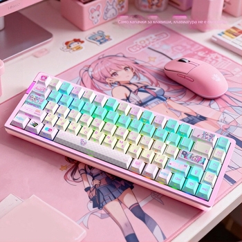 Комплект клавишни капси 129-key, ABS материал, боядисване по dye-sublimation, удължен дизайн, странично прозрачен, за механични клавиатури