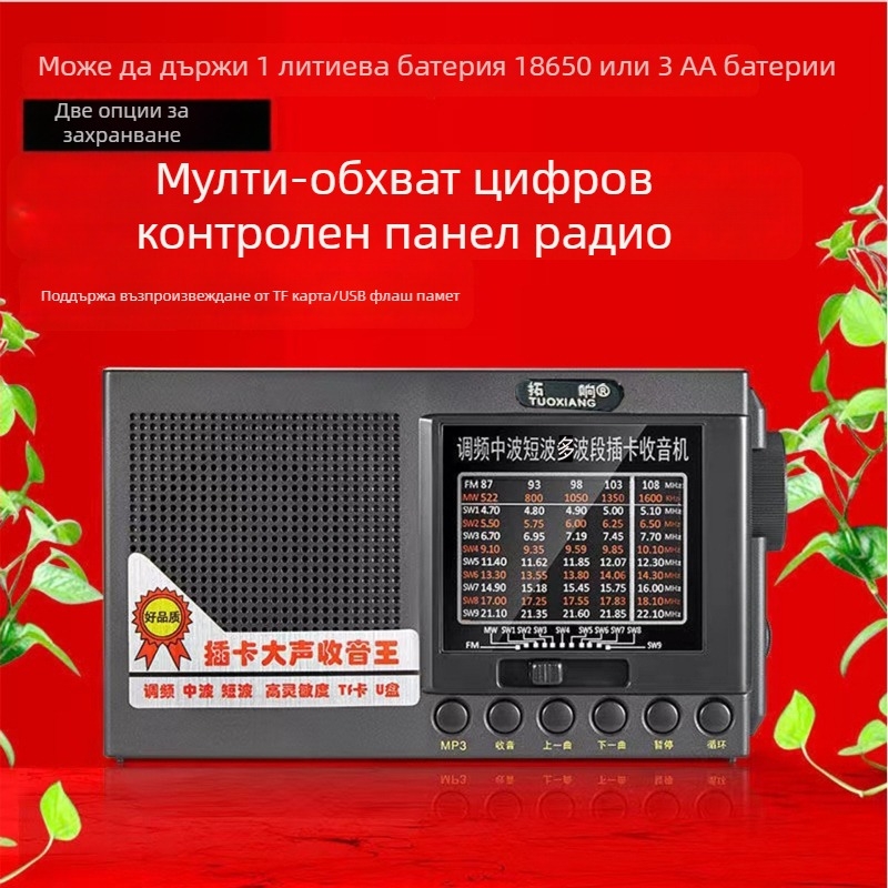 Преносимо радио за пълна лента, модел T-6625 — USB интерфейс, MP3 поддръжка, вградени говорители, батерия над 4000 mAh