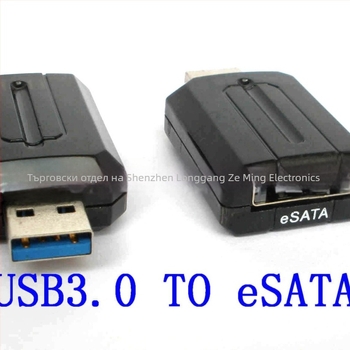 USB 3.0 към eSATA адаптер – USB 3.0 интерфейс, скорост на пренос 3.0, медно ядро, един конектор