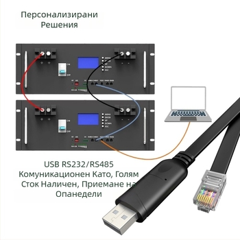 Серийно USB към RJ45 8P8C кабел за RS485 комуникация и мониторинг на BMS литиева батерия, UK7039, меден кабел, дължина 0,5–5 m