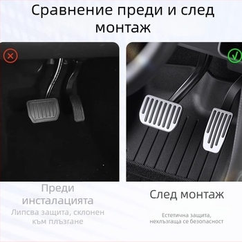 Алуминиев комплект педални капаци за Tesla Model 3/Y – ускорител, спирачка и подложка за крак, автоматична трансмисия, 2025 модел
