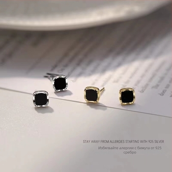 Обеци от 925 Sterling Silver, квадратна геометрия, подходящи за носене през нощта, елегантен дизайн