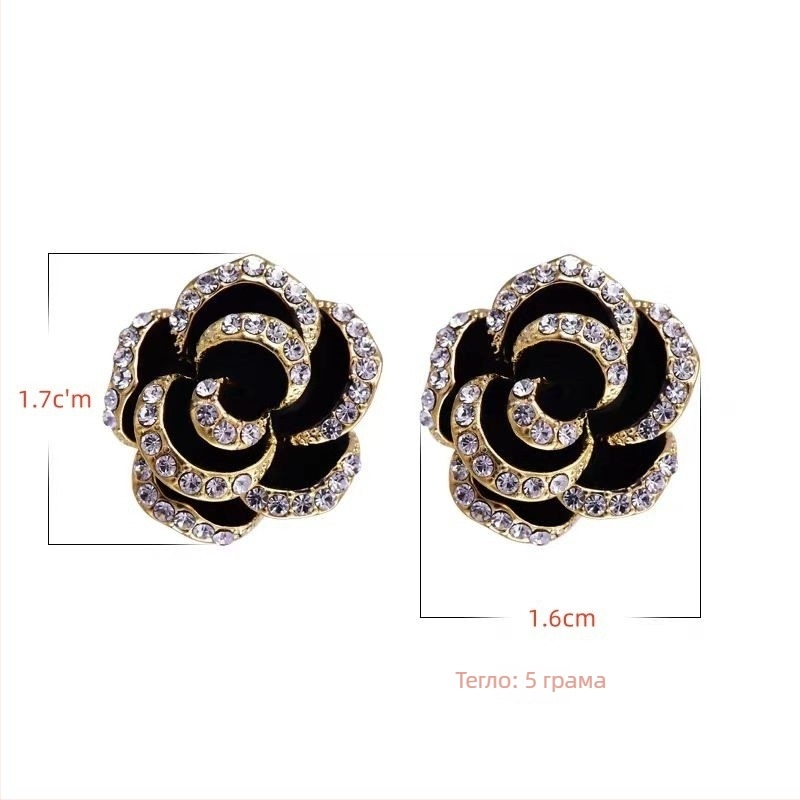 Обeци клипс за ухо с мотив цветя, цинкова сплав, електроплакиране, женски моден стил OL