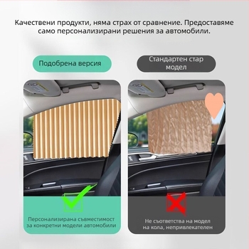 Автомобилна слънцезащитна щора за прозореца - алуминиево фолио, прозрачен тип, монтаж чрез окачване