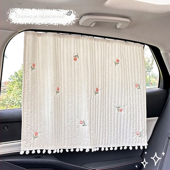 Автомобилна завеса за прозореца със слънцезащита, карикатурен дизайн, плат, плътна непрозрачност, висящ монтаж