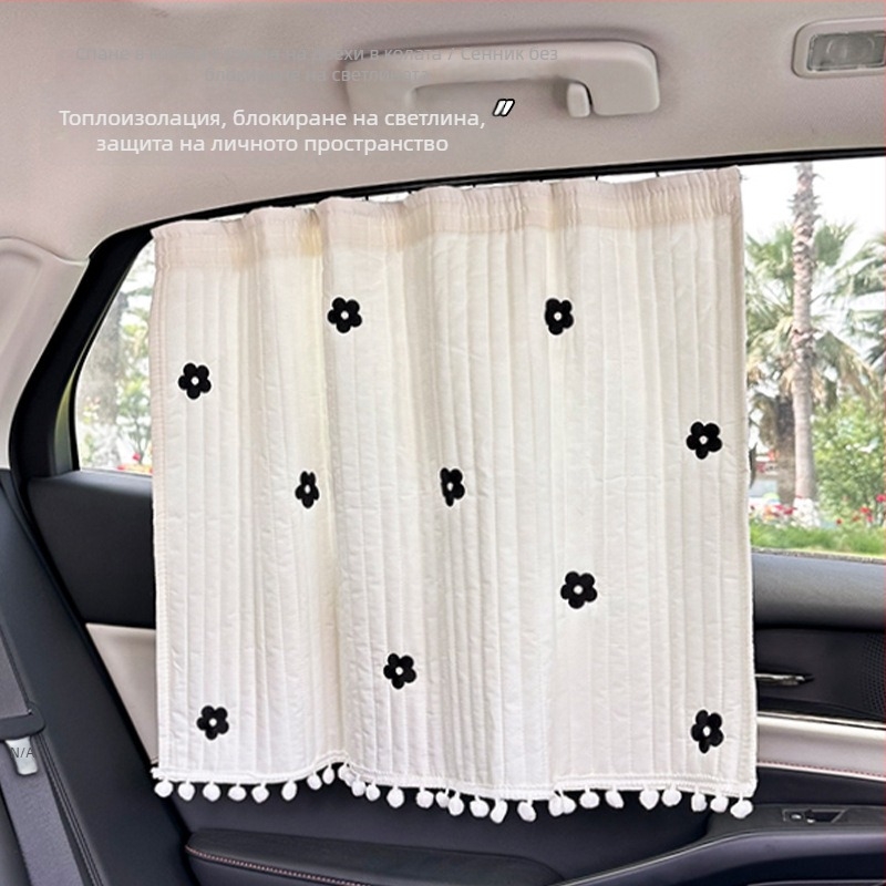 Автомобилна завеса за прозореца със слънцезащита, карикатурен дизайн, плат, плътна непрозрачност, висящ монтаж