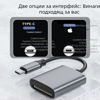 XD четец за карти Olympus – USB 2.0 външен, поддръжка на XD карта, iOS съвместим, алуминиева сплав