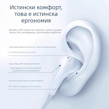 Жични In-ear слушалки, 3,5 мм жак, 1,2 м кабел, вграден микрофон, модел YXEJ