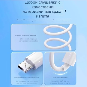 Жични In-ear слушалки, 3,5 мм жак, 1,2 м кабел, вграден микрофон, модел YXEJ