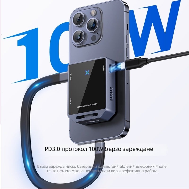 Външна кутия за SSD M.2 NVMe, поддръжка на двоен протокол, USB 3.2 Gen2, метален корпус, пренос до 10Gbps, 1 година гаранция