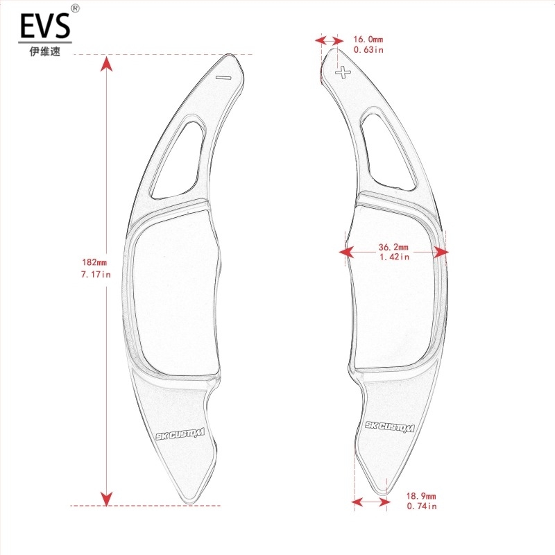 Ivy Speed EVS алуминиеви shift paddles за волан Golf 7 R-Line | отпечатано лого | персонализация | лицензиран частен етикет