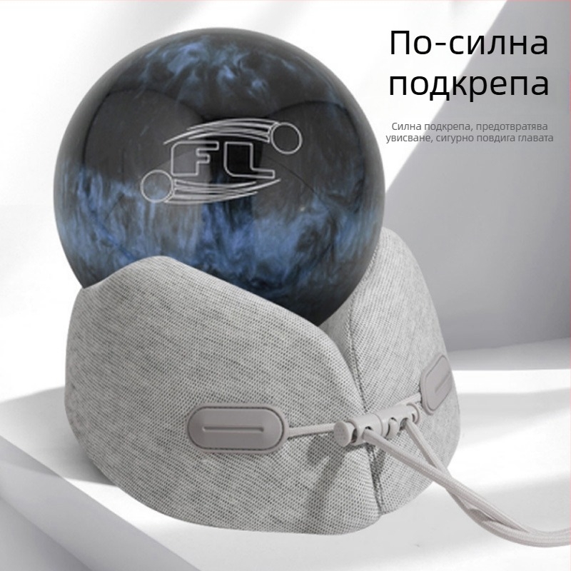 У-образна шийна възглавница за пътуване с мемори пяна, за полети, пътуване и офис; покритие полиестер-памук; тегло 0–0,5 кг; височина 10,1–15 см; за възрастни