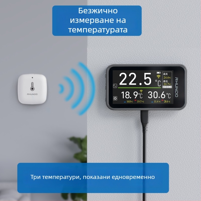 Rhundo цифров автомобилен термометър и хигромер с LCD дисплей
