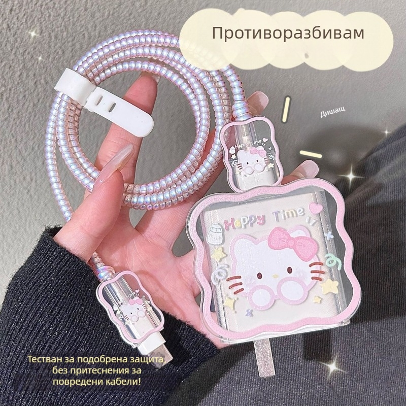 Huawei 66W зарядно защитно покритие и 88W защитно покритие за кабел за данни, антиразбиване, Mate60 заряден кабел капак, карикатурен стил, сладък