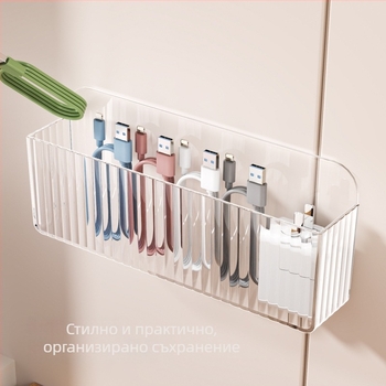 Стенно органайзер за кабели с 6 отделения, прозрачен PS, модерен стил