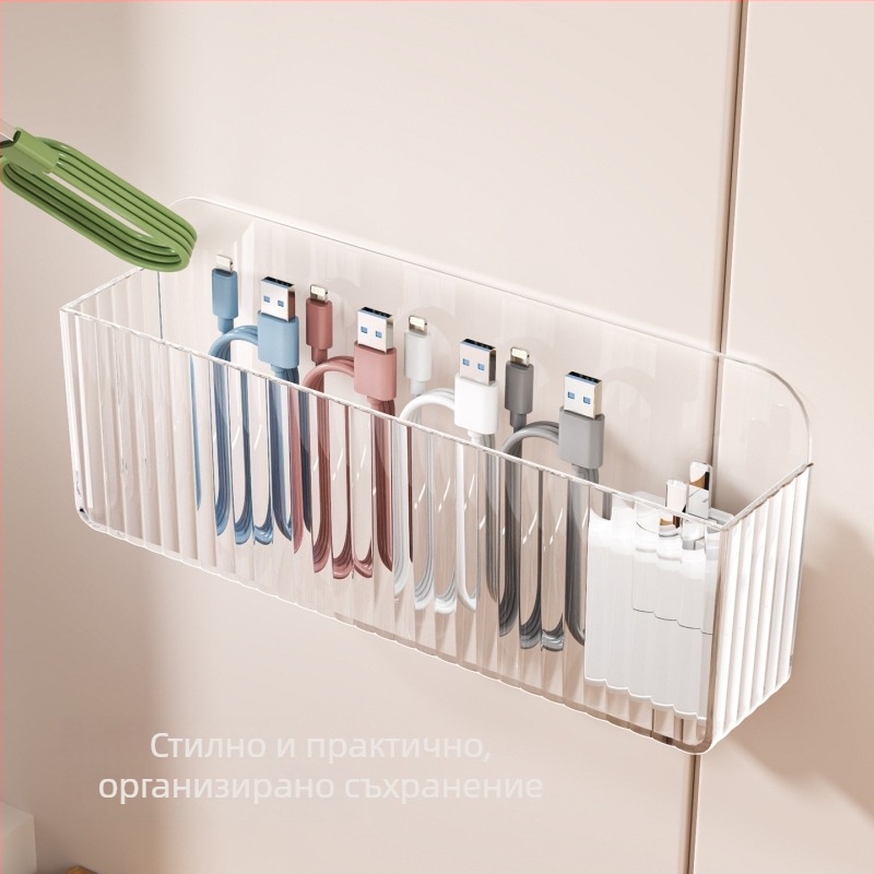 Стенно органайзер за кабели с 6 отделения, прозрачен PS, модерен стил