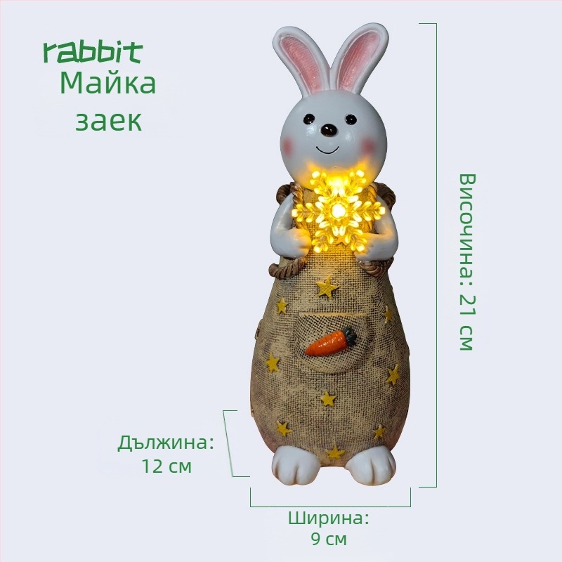 Зайче LED нощна светлина и поставка за химикалки – светещ декоративен орнамент от смола за дневна, кабинет и градина