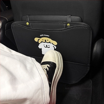 Защита за облегалката на автомобил – PU кожа, дълъг стил, карикатура на куче, универсален за всички сезони