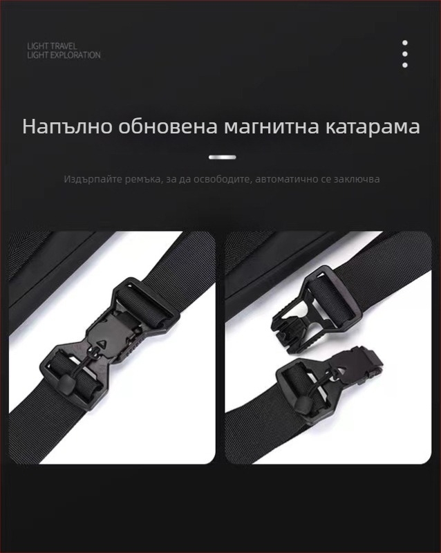Мъжка чанта за гърдите – уличен стил, PU материал, водоустойчива, антиоткрадване, разширяема, побира 11-инчов лаптоп