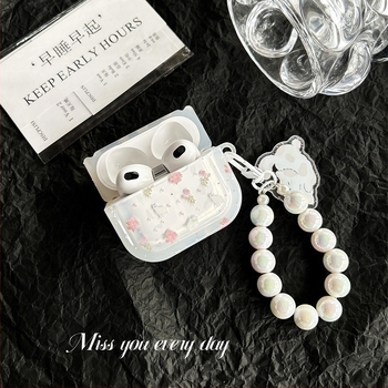 Защитен калъф за AirPods Pro 2 с флорален дизайн на котка — TPU материал, преносим, всичко-в-едно, карикатурен стил, печат, съвместим с AirPods Pro 2