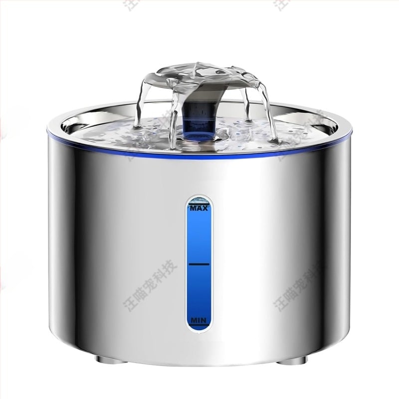 Фонтан за вода за домашни любимци от неръждаема стомана, със филтрация, разглобяем, подходящ за котки и кучета, без приложение