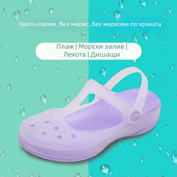 Дамски Мери Джейн джели сандали с дебела EVA подметка, антиплъзване, средно високо горно, кръгъл нос