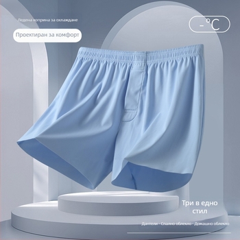 Мъжки домашни къси панталони от Ice Silk - Plain-Weave найлон, подплата от найлон, 21-30D прежда, средна талия