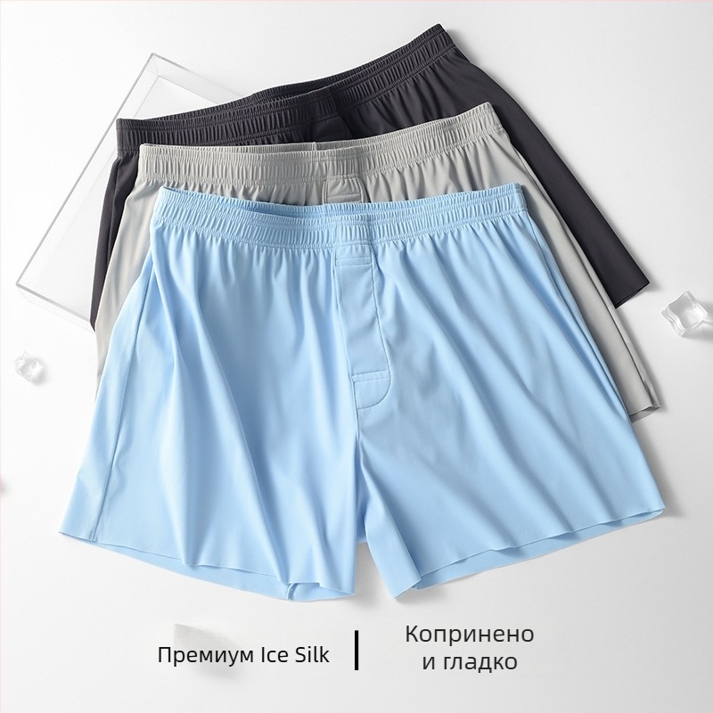 Мъжки домашни къси панталони от Ice Silk - Plain-Weave найлон, подплата от найлон, 21-30D прежда, средна талия