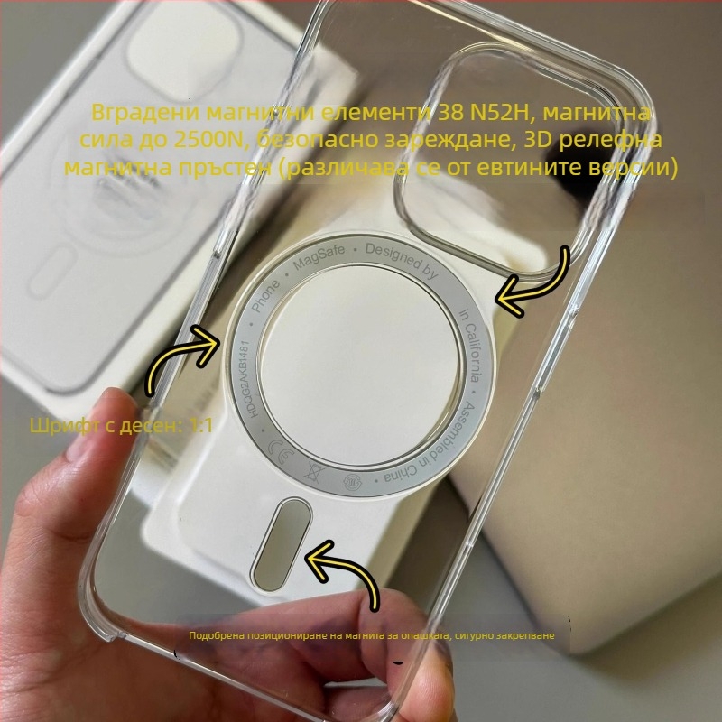 Калъф за iPhone със MagSafe, удароустойчив, против пожълтяване, против отпечатъци, прахоустойчив