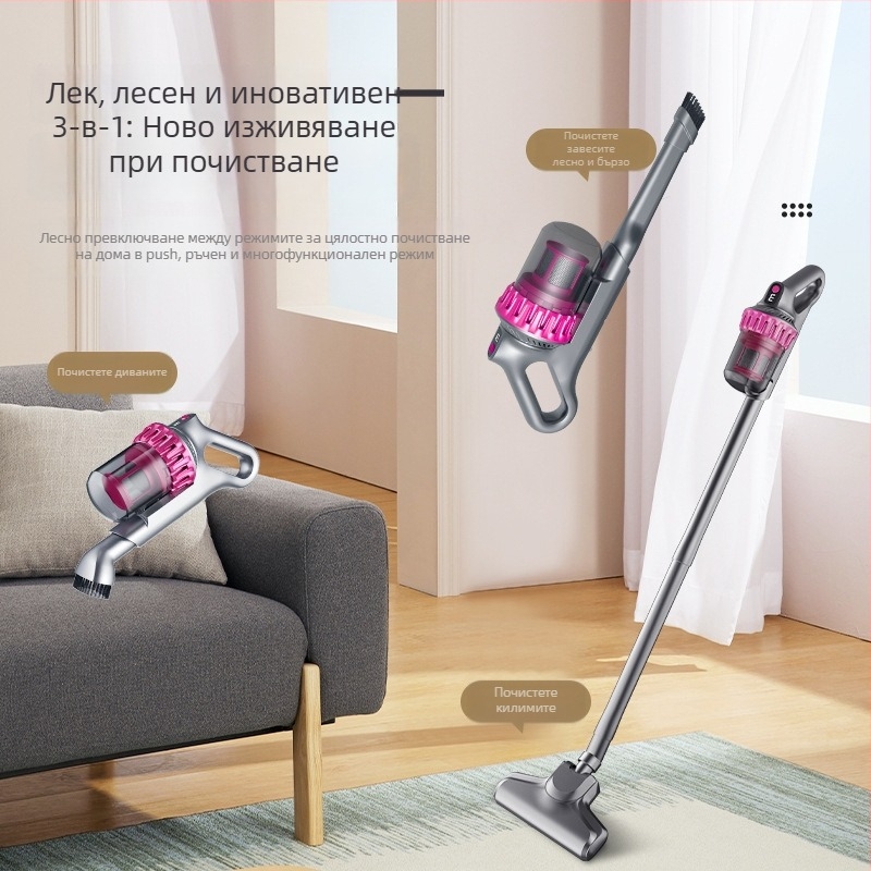 Безжичен преносим вакуум за премахване на акари – за дома и колата, 100W, 2100–3000Pa, мокро и сухо почистване, вградена батерия
