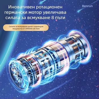 Ръчен безжичен автомобилен вакуум за почистване — (11000 Па всмукване, 120 W, 7.4 V)