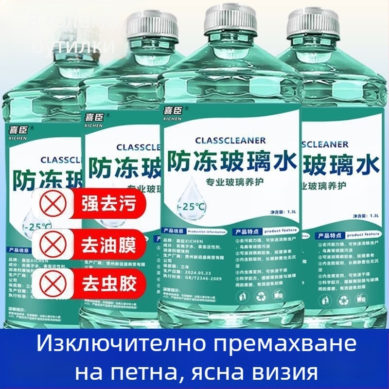 Течност за чистачки с антифриз до -40°C, всесезонна употреба, кристално покритие и премахване на маслен филм