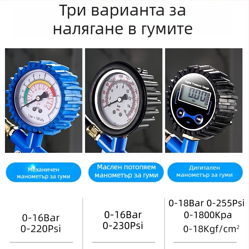 Манометр за налягане на автомобилните гуми от Enjoy, с висока точност и цифров дисплей, диапазон 0–220 psi, единица измерване: bar, корпус от смола и сплав