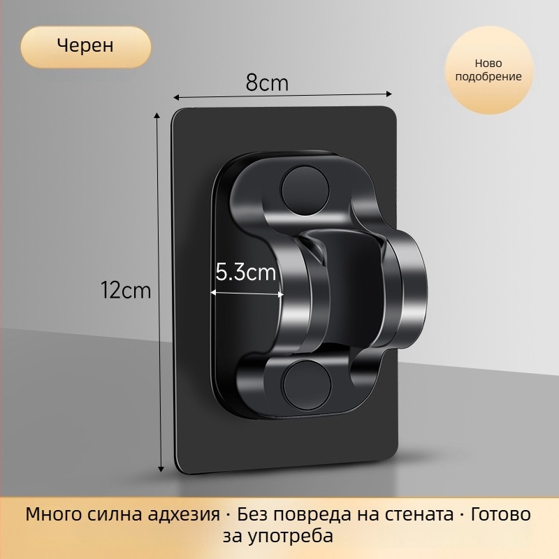 Държач за душ глава без пробиви – ABS, вакуумно закрепване към стената, модерен минималистичен стил, аксесоар за баня